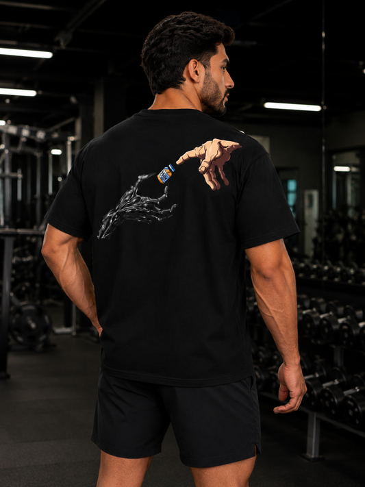 Duality Graphic Oversized Black T-Shirt for Men