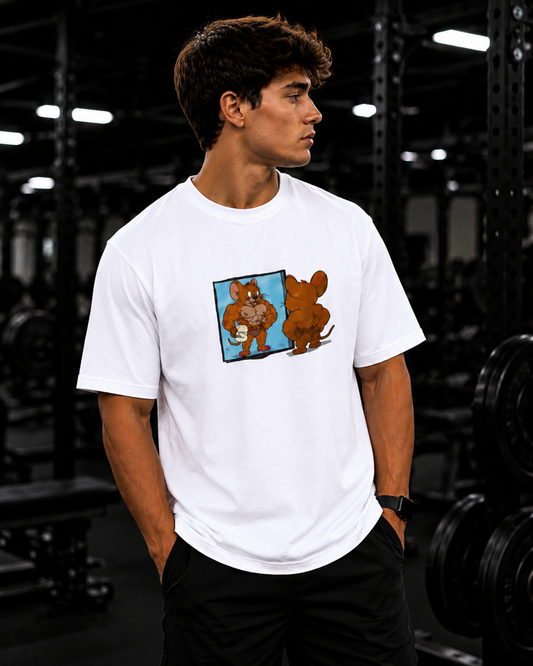 Train Hard Oversized White T-Shirt for Men