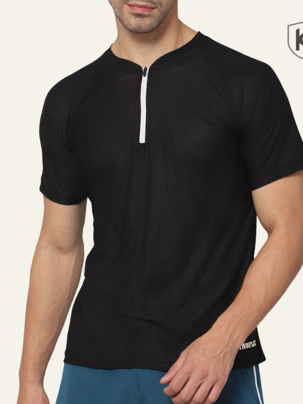 Half Zip Breezy T-shirt Black – KLOTHOFLEX